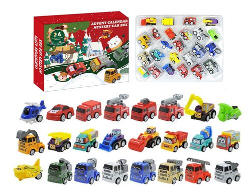 Calendrier de l'Avent de 24 jours avec voitures à friction