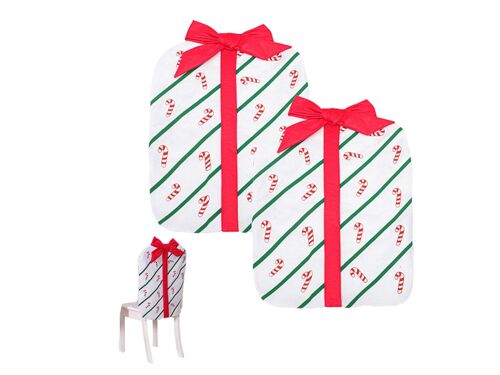 Housses de dossier de chaise de Noël - Lot de 2 - Polyester blanc