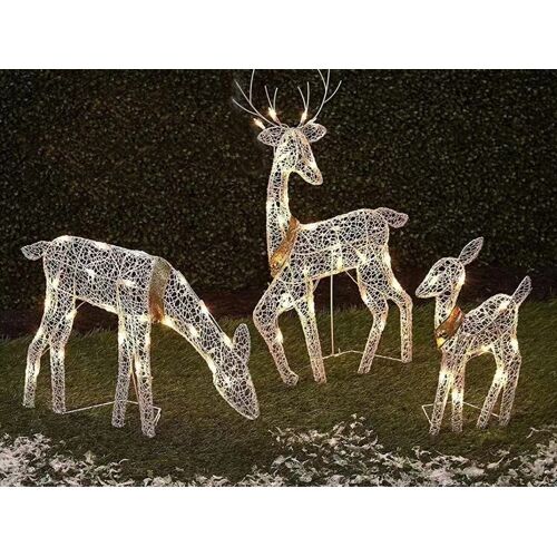 Décorations de Noël extérieures : famille de rennes illuminée (3 pièces)