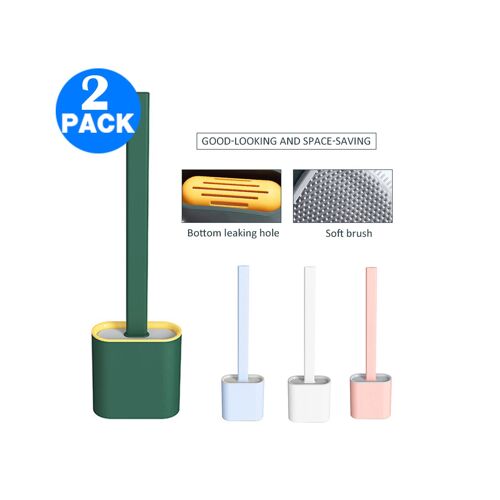 Ensemble de 2 brosses de toilette en silicone avec supports