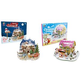 Puzzle 3D Maison de Noël à monter soi-même pour enfants - 2 modèles