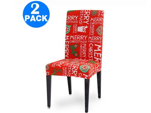 Ensemble de 2 housses de chaises élastiques pour la décoration intérieure, idéal pour Noël