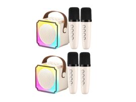 Mini machine de karaoké avec haut-parleur Bluetooth et 4 microphones sans fil