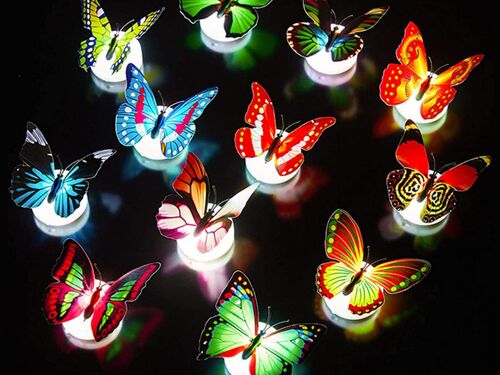 Stickers muraux LED papillons 3D - Lot de 20 veilleuses décoratives