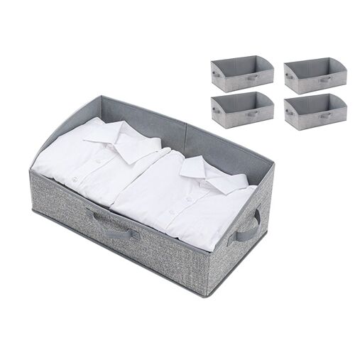 Grands bacs de rangement pour étagères de placard, pour vêtements et couvertures - Gris