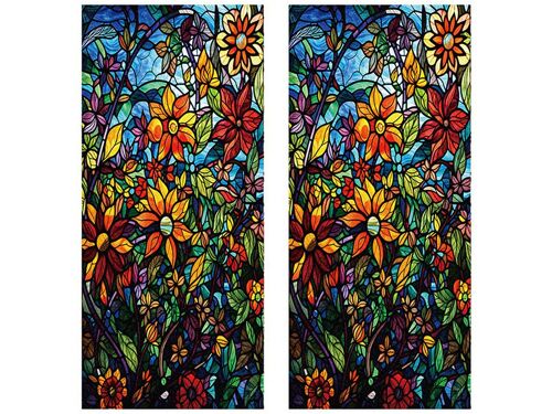 Film Statique Pour Fenêtre, Motif Floral, Autocollants D'intimité, Lot De 2
