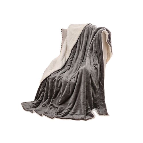 Plaid Réversible En Fausse Fourrure Sherpa 150 X 200 Cm Gris