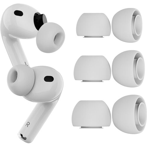 LORANKA-3 Paires Embouts de Rechange pour AirPods Pro Gen 3 par ¿ Embouts Auriculaires Silicones ¿ Boîte Rangement Portable & Adaptable à Le Boîtier Chargeur ¿ Installation Facile ¿ S, M & L ¿ Blanc