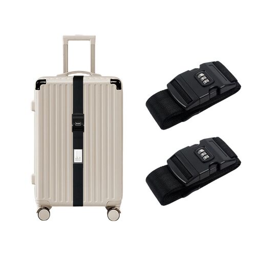 Sangle à bagages avec cadenas à combinaison pour valises de 20 à 34 pouces, noire
