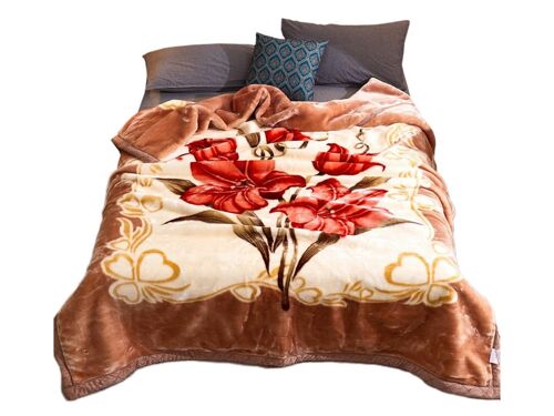 Couverture Raschel douce double épaisseur 200x230cm Marron