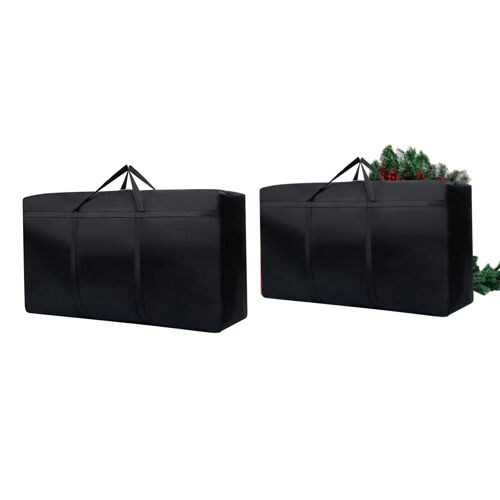 Lot de 2 sacs de rangement imperméables pour sapin de Noël, 100 x 28 x 58 cm, noirs