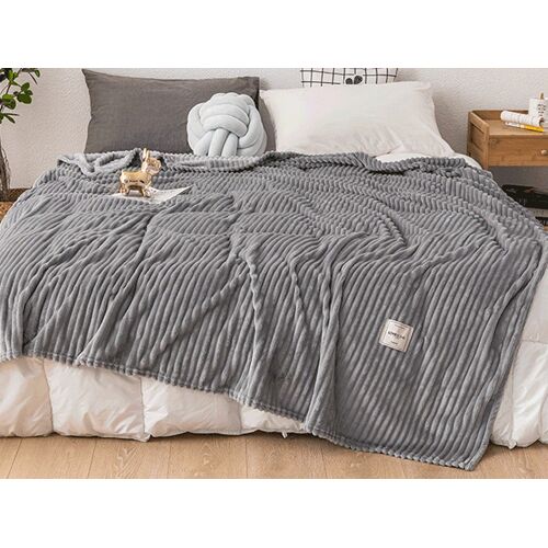 Plaid En Flanelle Grise Peluche 200x230cm Pour Canapé Et Literie