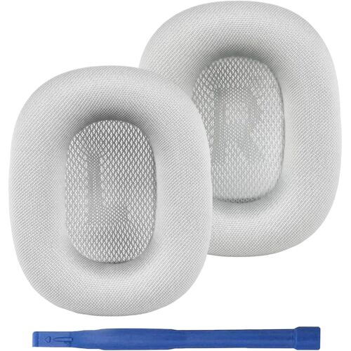 LORANKA-Coussins de Rechange pour AirPods Max Casque, Coussinets en Tissu Maille Respirante et Mousse à Mémoire de Forme Haute Densité, Durables et Confortables ¿ Argent