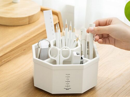 Lot de 2 plateaux tournants à 360° pour bureau, organiseur et rangement, blanc