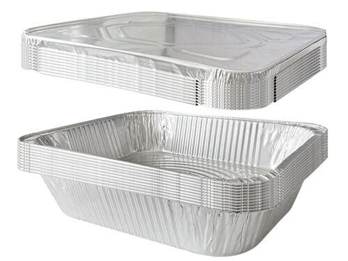 Lot De 10 Barquettes En Aluminium Avec Couvercles Pour La Cuisson Et La Conservation Des Aliments