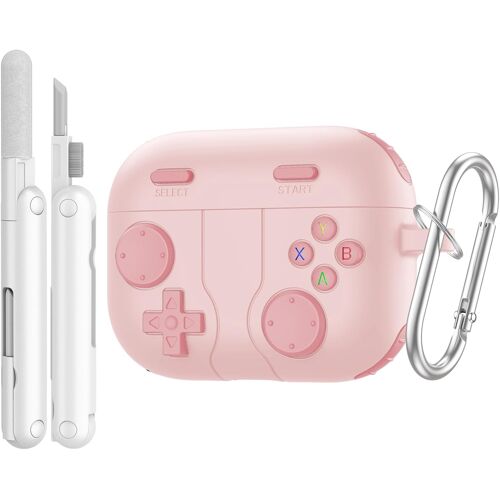 LORANKA-Étui pour AirPods Pro 3 (2025), Design Console de Jeu, Coque de Protection Antichoc en Silicone Souple pour Apple AirPod Pro 3e Génération, avec Porte-clés et Kit de Nettoyage, Rose