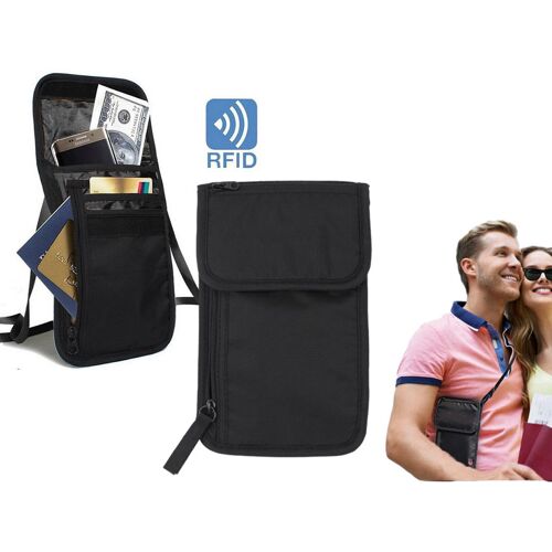 Lot de 2 pochettes de voyage antivol avec protection RFID pour tour de cou