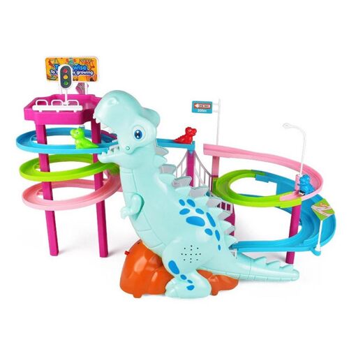Circuit de course de dinosaures électriques avec musique et lumières