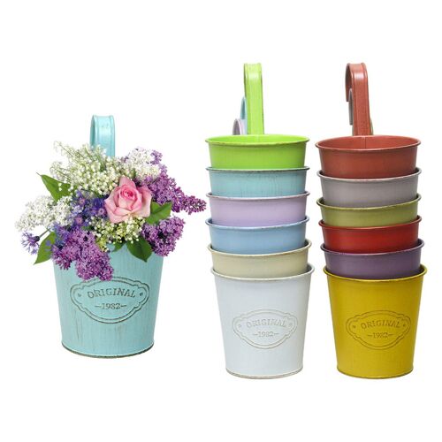 12 Pots De Fleurs Suspendus En Métal Avec Crochets Amovibles Pour L'intérieur Et L'extérieur