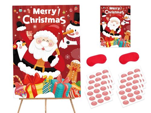 Jeu « Colle le nez sur le Père Noël » avec autocollants et masque pour les yeux