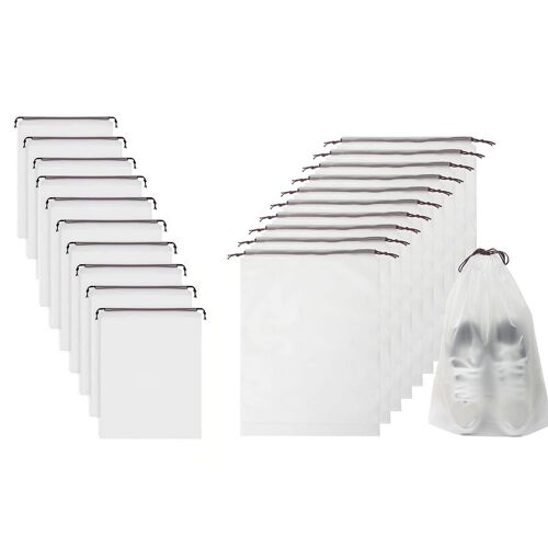 Lot de 20 sacs de rangement transparents à cordon pour chaussures, idéaux pour les voyages (40 x 30 cm).