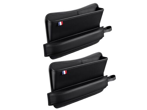 Organisateur de rangement pour siège auto - Lot de 2, cuir PU, noir, 30 x 18 cm