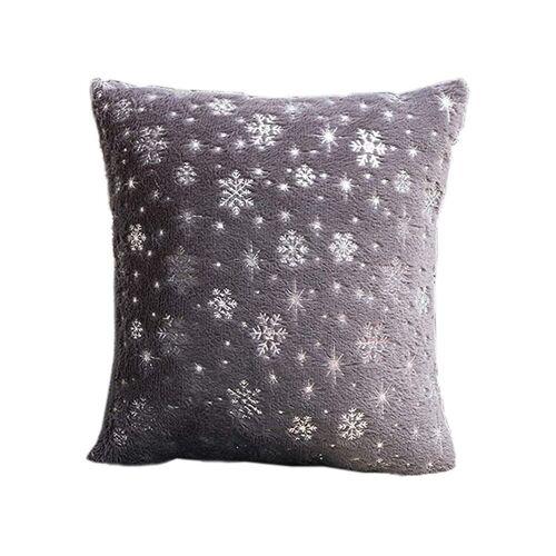 Lot De 2 Housses De Coussin Grises À Motifs Flocons De Neige, 43 X 43 Cm, Pour La Décoration Intérieure