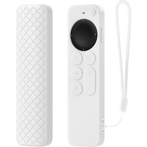LORANKA-Étuis Compatible avec Apple TV 4K/HD Siri Remote 2021/2022, Coque Silicone, Poids léger, Antichoc, Portable - Blanc