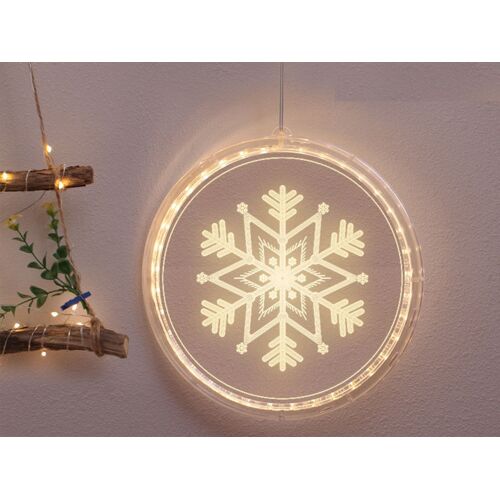 Décoration lumineuse de fenêtre en forme de flocon de neige LED de 16 cm