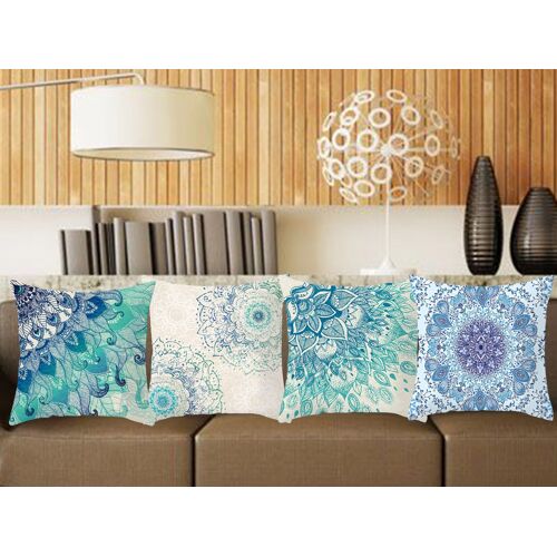 Lot De 4 Housses De Coussin À Motif Mandala 45x45cm Pour La Décoration Intérieure