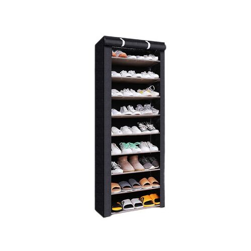 Organisateur de chaussures empilable à 9 compartiments - Noir