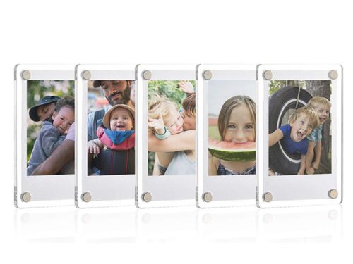 Lot de 5 cadres photo magnétiques en acrylique transparent pour réfrigérateur