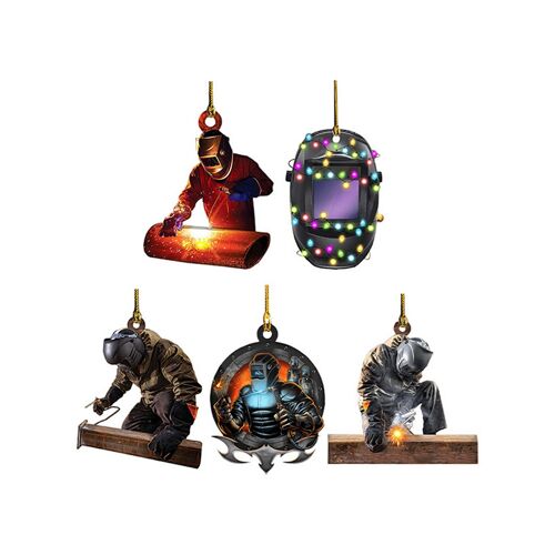 Lot de 5 décorations de Noël suspendues en acrylique représentant un soudeur