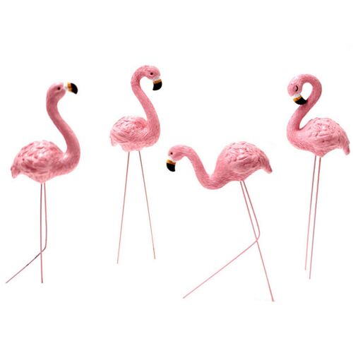Ensemble De 4 Statues De Flamants Roses Pour Jardin, Ornements Et Décorations.