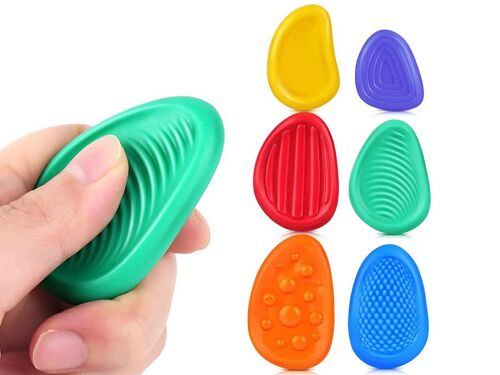 Lot de 6 pierres sensorielles en silicone pour soulager le stress et l'anxiété