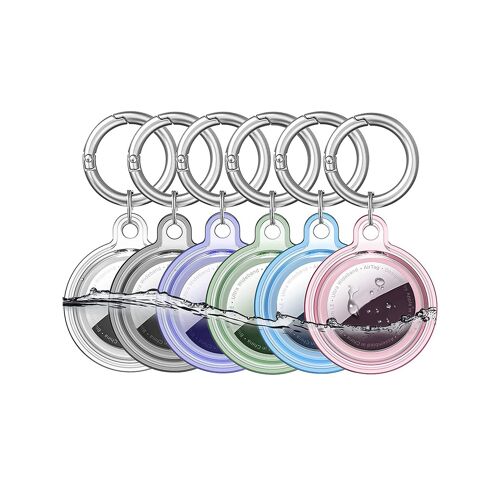 Lot de 6 étuis de protection Airtag avec anneau porte-clés pour Apple Airtag