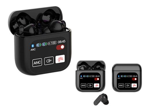 Écouteurs sans fil Bluetooth 5.4 avec étui de chargement - Noir