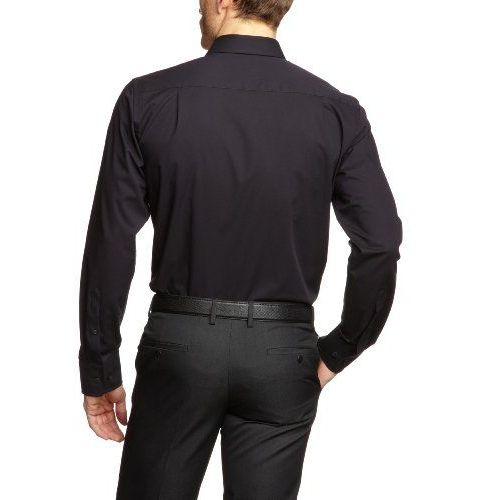 Chemise Droite En Coton Seidensticker - Noir - 45