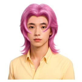 Perruque K-Pop Rock Star Mullet Rose Homme