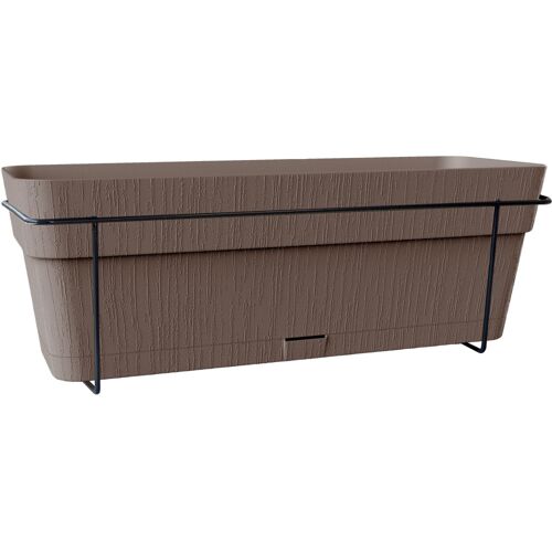 Bac À Balcon Stefanplast Ethica 50 Cm 9 L Taupe Avec Support Métal