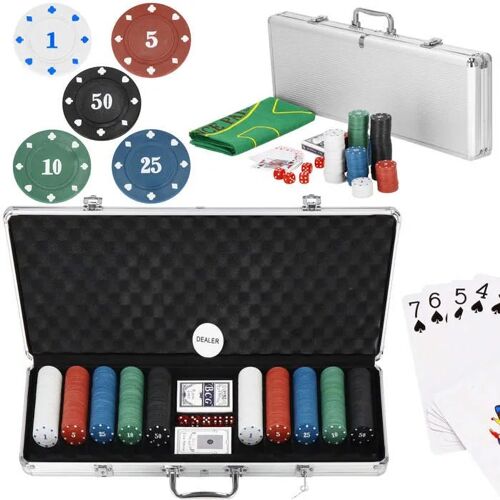Set De Poker - Springos - 500 Jetons - Tapis Vert - 2 Jeux De Cartes - Mallette