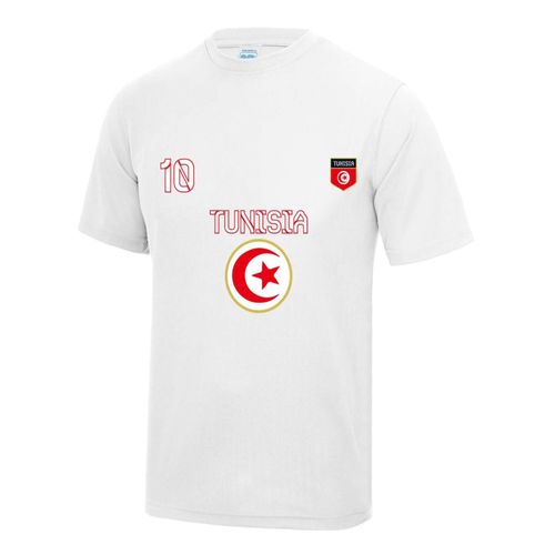 Maillot De Sport Tunisie - T-Shirt Foot Blanc - Supporter Unisexe