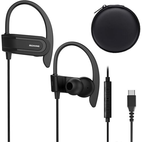 LORANKA-Casque filaire USB C pour iPhone 15, iPad, Samsung, Google et autres téléphones Android USB C, écouteurs de type C avec crochet supra-auriculaire, microphone, contrôle du volume et étui pour