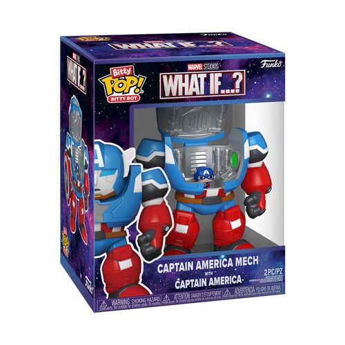 Pack 2 Figurines Funko Bitty Bot Marvel Wi Captain America Mech With Captain America