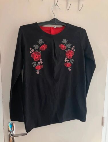 Haut Noir Fleuri Fille 12 Ans - Style Printemps