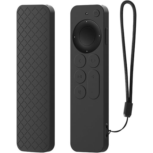 LORANKA-Étuis Compatible avec Apple TV 4K/HD Siri Remote 2021/2022, Coque Silicone, Poids léger, Antichoc, Portable - Noir
