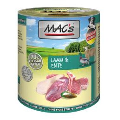 Mac's 905 Pâtée Pour Chien Canard, Agneau Adulte 800 G
