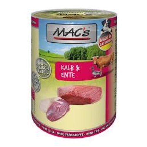 Mac's 925 Pâtée Pour Chien Canard, Veau Adulte 400 G