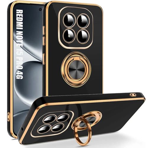 Coque Silicone pour Xiaomi Redmi Note 15 Pro 4G, Antichoc avec Anneau Rotatif Noir - E.F.Connection