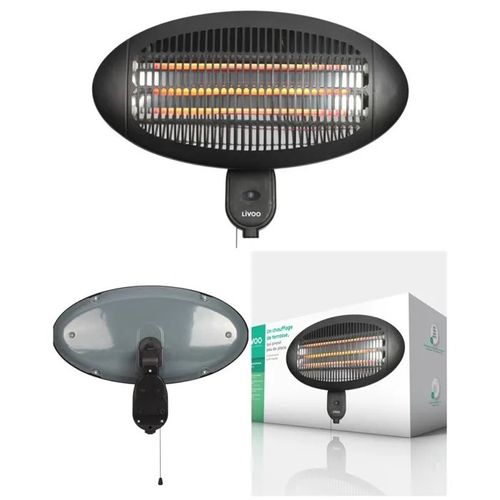 Chauffage Extérieur - Livoo - 2000w - Ip34 Anti-Éclaboussures - Montage Mural - Élément Quartz & Réflecteur Inox